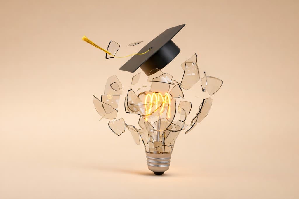 Lightbulb with graduation cap — knowledge through newsletters